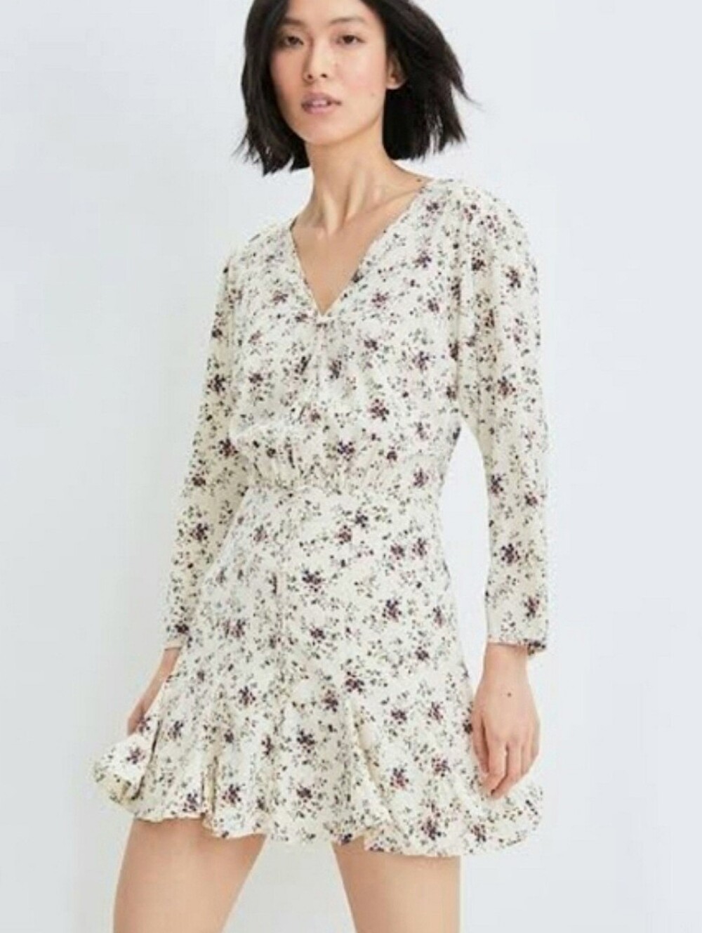 Veronica Beard Riggins Silk Blend Floral Long Sleeve Mini Dress 4 Wedding Guest